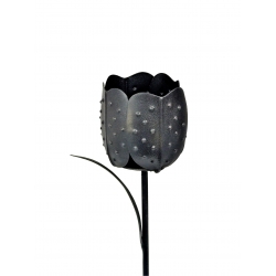 Świecznik metalowy czarny tulipan  40cm